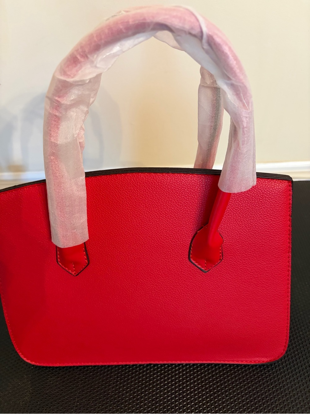 Red Structured Disordered Tote Handbag - Women's Fashion Bag - Picture 8 of 13